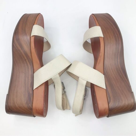 Jessica Simpson CRYSTIL Cream Brown Chunky Wood Platform Sandals - Picture 7 of 16
